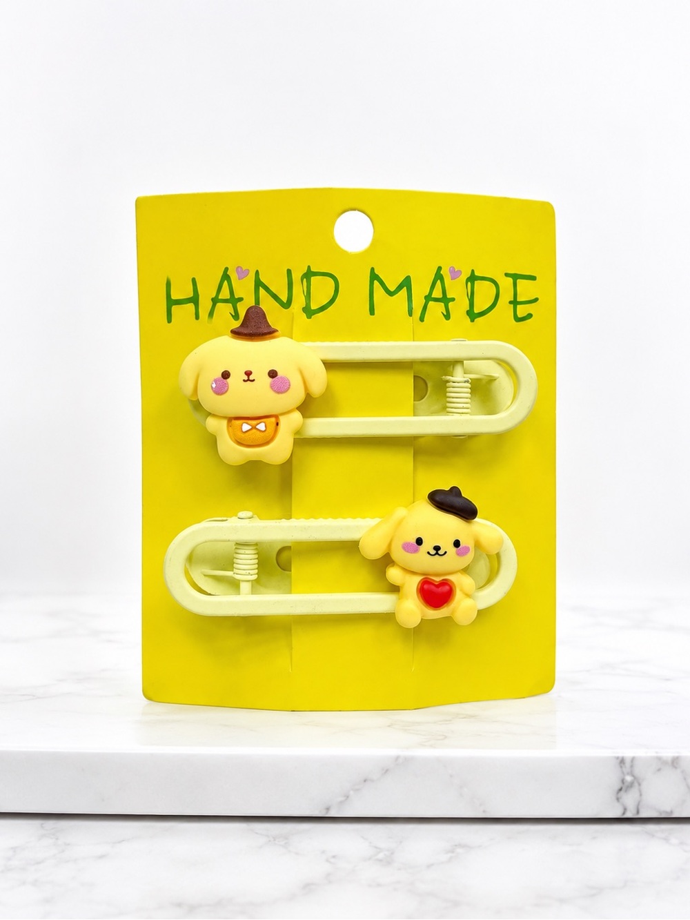 Cute Yellow Puppy Hair Clips - Handmade